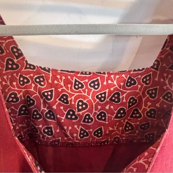 MAIWA Sz M Square Neck Contrasting Red Sleeveless Dress A-Line Buttons Back - Picture 7 of 12